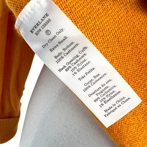 Everlane Cashmere Slim Crew Yellow Orange Sweater Size XS - Picture 7 of 9
